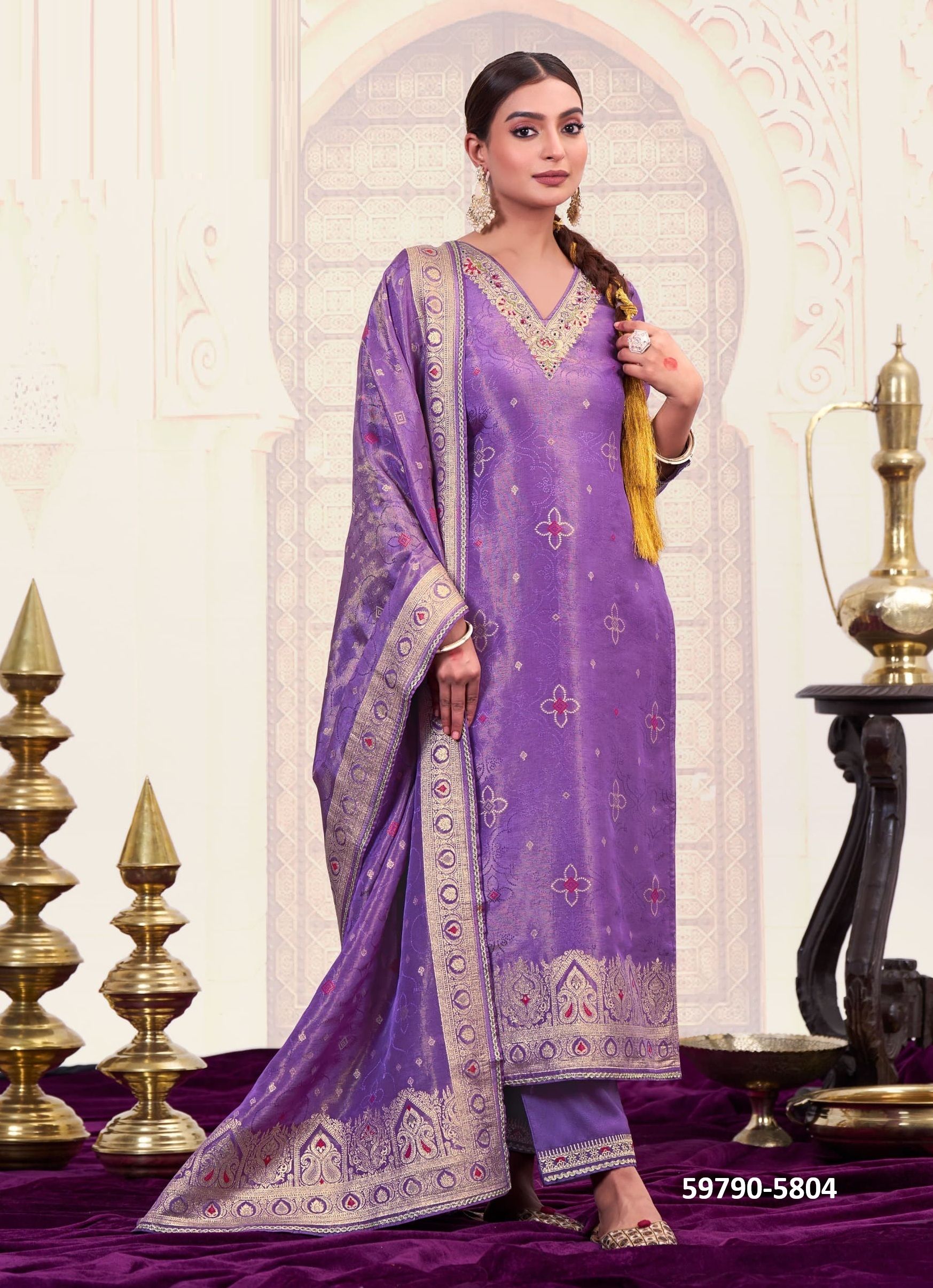 KALAPI - Catalog # 59790 (Set of 4 Readymade Salwar Suits) by Brand RANGOON