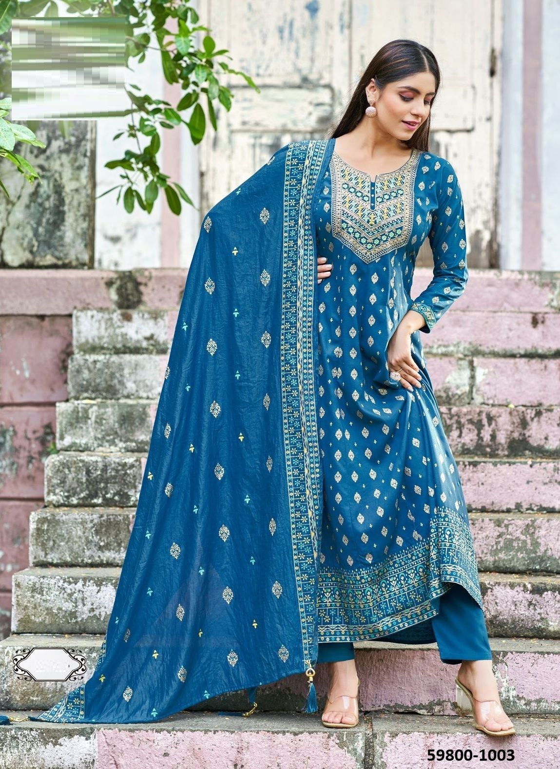 SAMAIRA - Catalog # 59800 (Set of 4 Readymade Salwar Suits) by Brand BLUE HILLS