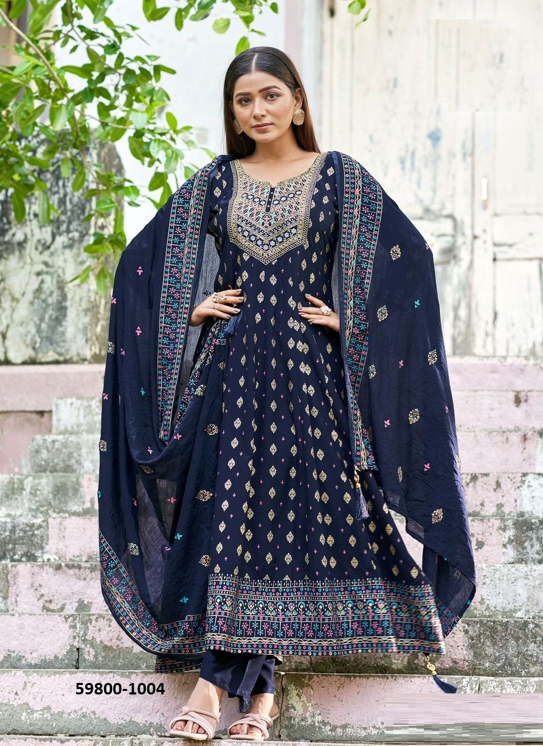 SAMAIRA - Catalog # 59800 (Set of 4 Readymade Salwar Suits) by Brand BLUE HILLS