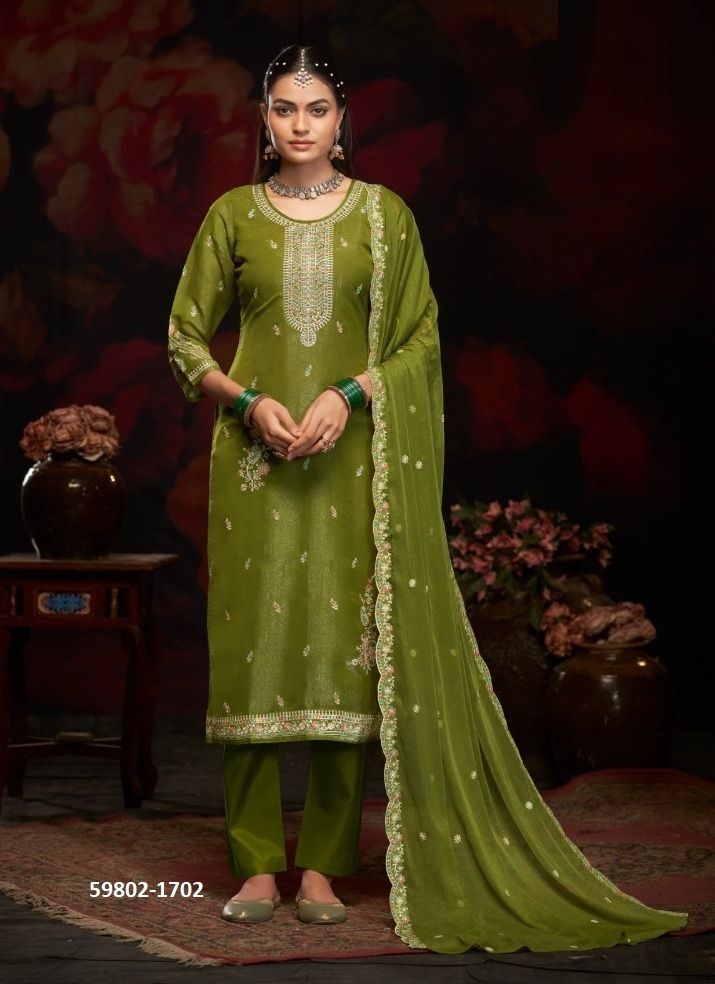 GELINA - Catalog # 59802 (Set of 4 Readymade Salwar Suits) by Brand KALARANG