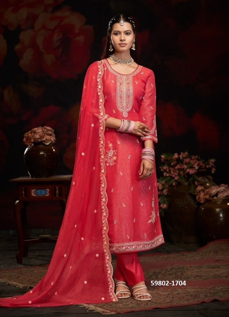 GELINA - Catalog # 59802 (Set of 4 Readymade Salwar Suits) by Brand KALARANG