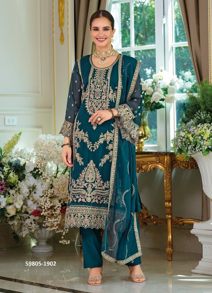 DASTUR - Catalog # 59805 (Set of 3 Readymade Salwar Suits) by Brand ZAVERI WOMAN