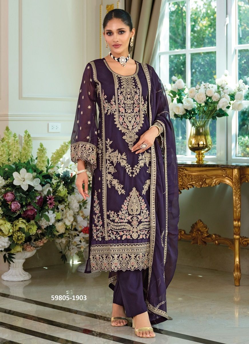 DASTUR - Catalog # 59805 (Set of 3 Readymade Salwar Suits) by Brand ZAVERI WOMAN