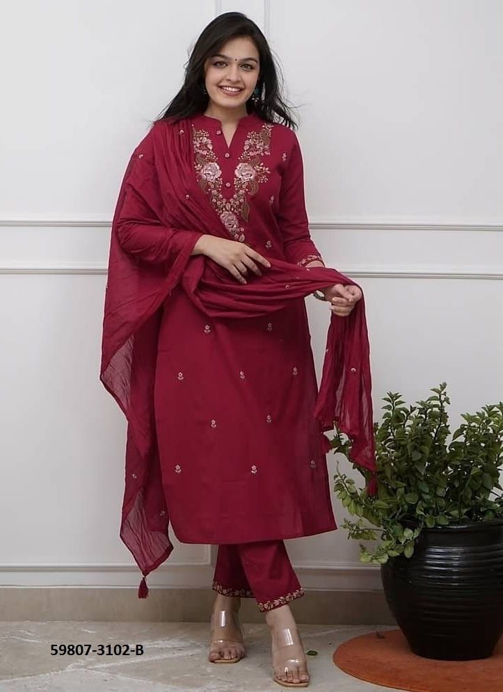 SERIES 3102 - Catalog # 59807 (Set of 3 Readymade Salwar Suits) by Brand MEHERIYA