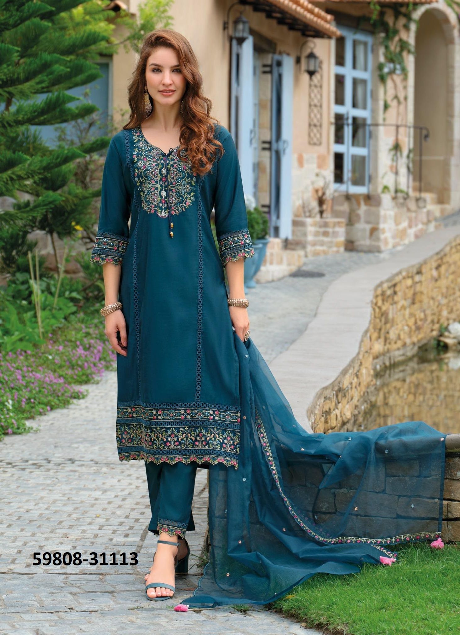 RUTBAA - Catalog # 59808 (Set of 6 Readymade Salwar Suits) by Brand LADY LEELA