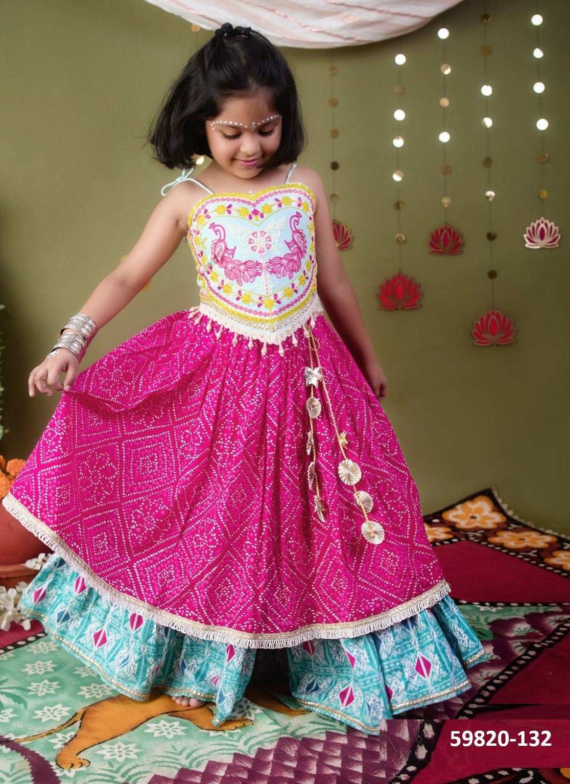 SAPTASHREE 7 (NAVRATRI KIDS WEAR) - Catalog # 59820 (Set of 7 Readymade Lehengas) by Brand DESI MUSE