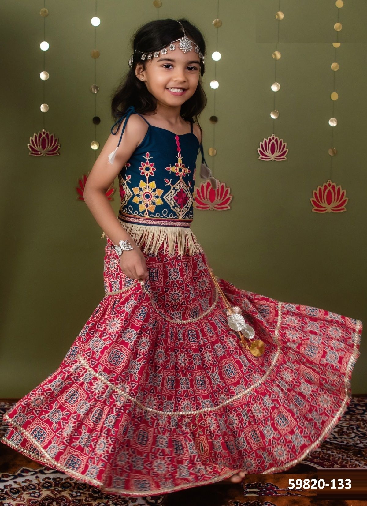 SAPTASHREE 7 (NAVRATRI KIDS WEAR) - Catalog # 59820 (Set of 7 Readymade Lehengas) by Brand DESI MUSE