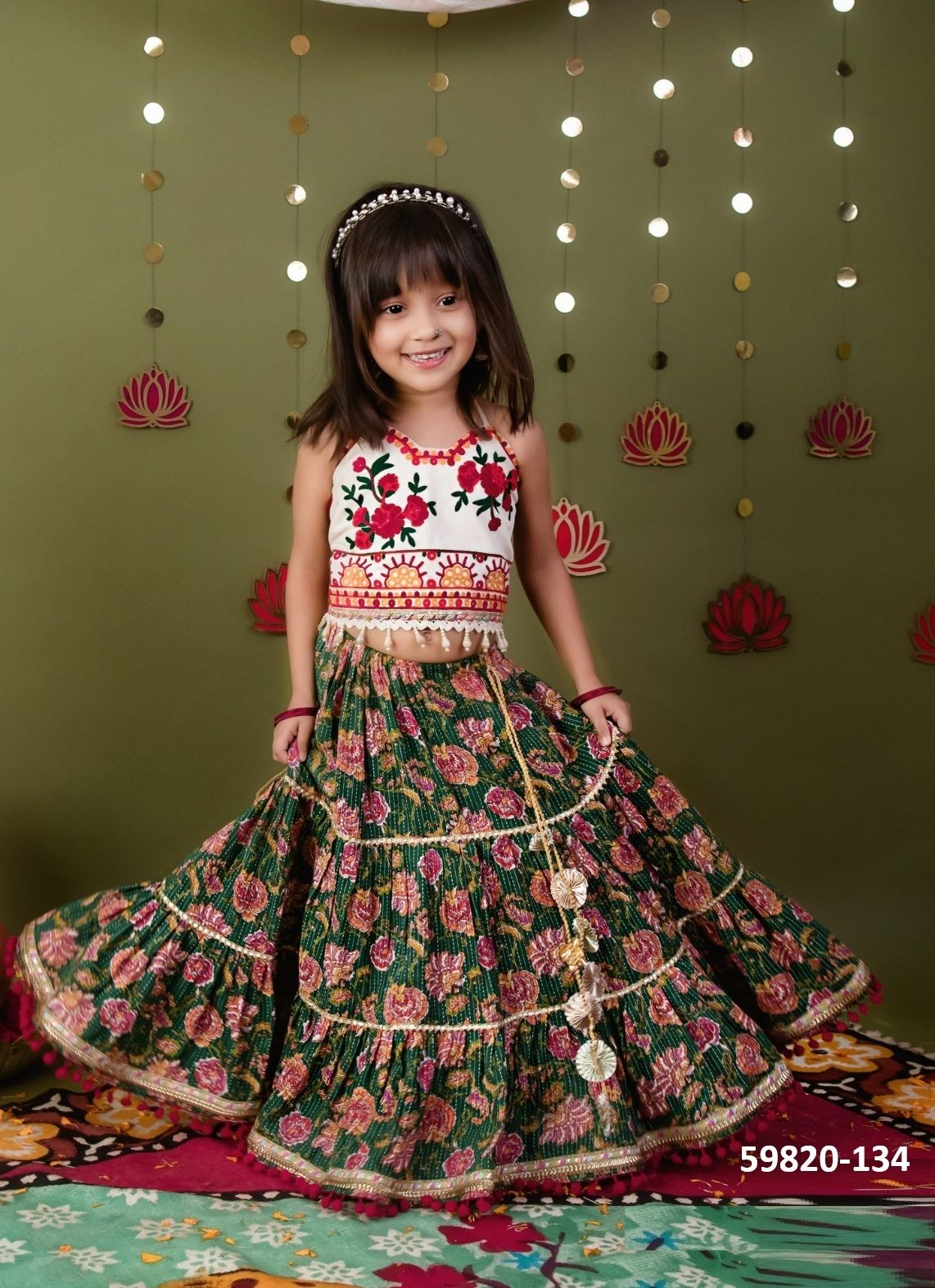 SAPTASHREE 7 (NAVRATRI KIDS WEAR) - Catalog # 59820 (Set of 7 Readymade Lehengas) by Brand DESI MUSE