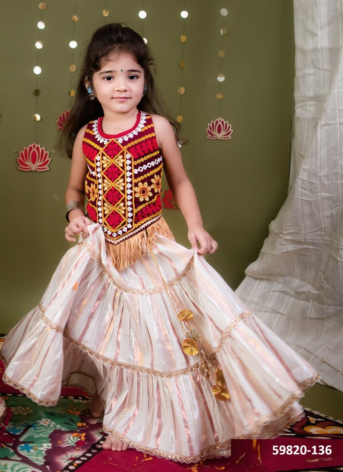 SAPTASHREE 7 (NAVRATRI KIDS WEAR) - Catalog # 59820 (Set of 7 Readymade Lehengas) by Brand DESI MUSE