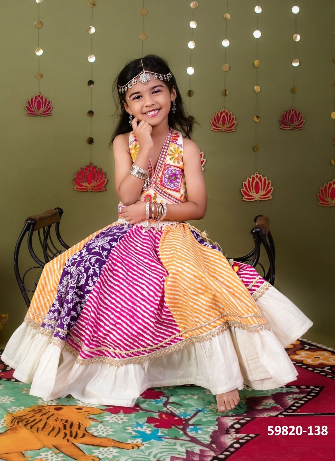 SAPTASHREE 7 (NAVRATRI KIDS WEAR) - Catalog # 59820 (Set of 7 Readymade Lehengas) by Brand DESI MUSE