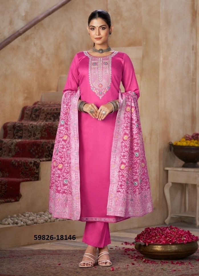 AAS EDITION 1 - Catalog # 59826 (Set of 6 Readymade Salwar Suits) by Brand KALARANG