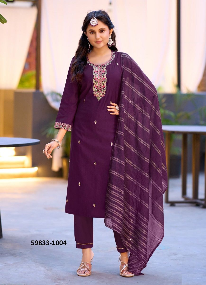 GUNGUN - Catalog # 59833 (Set of 6 Readymade Salwar Suits) by Brand OSSM