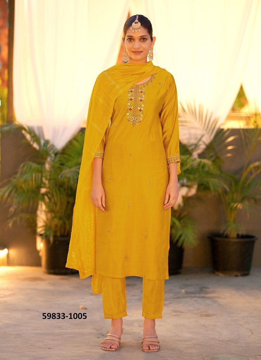 GUNGUN - Catalog # 59833 (Set of 6 Readymade Salwar Suits) by Brand OSSM