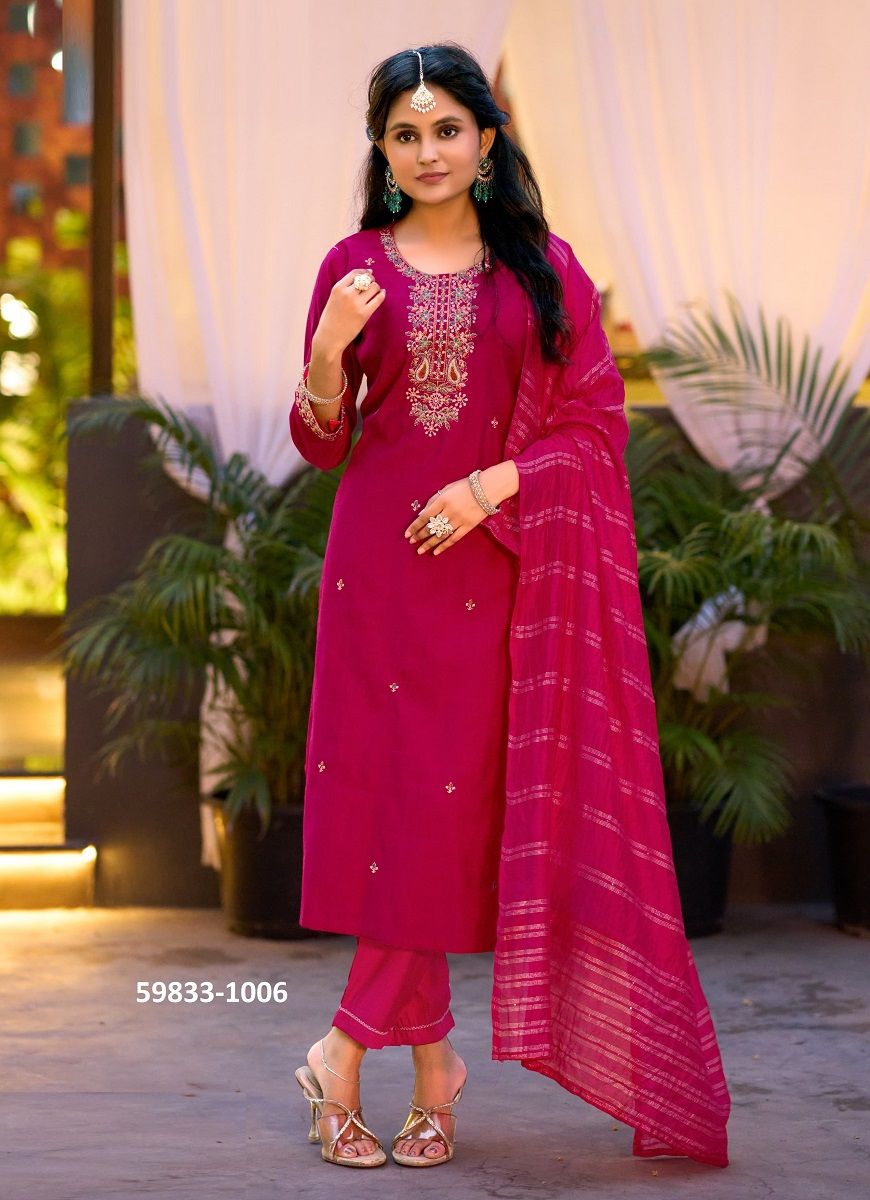 GUNGUN - Catalog # 59833 (Set of 6 Readymade Salwar Suits) by Brand OSSM
