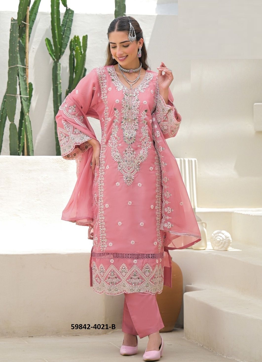 ZEHNASEEB - Catalog # 59842 (Set of 4 SIZE-SETS [Readymade Salwar Suits]) by Brand AFSANA