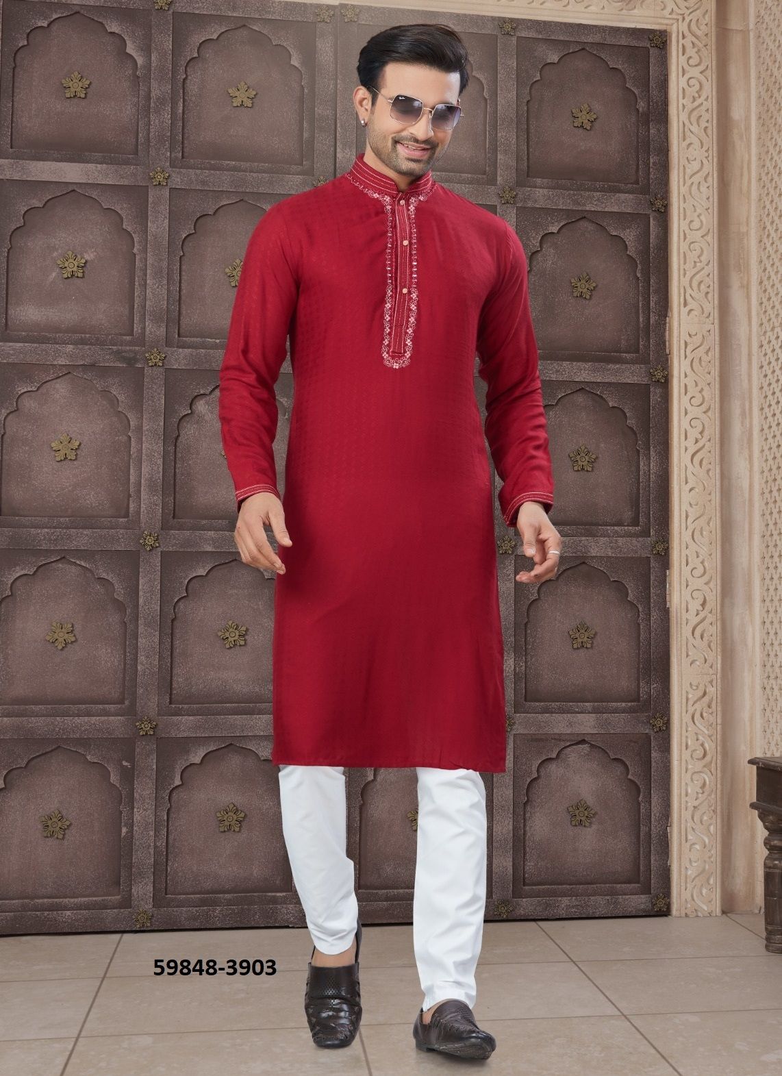 WEDDING COLLECTION 39 - Catalog # 59848 (Set of 6 Men's Ethnic Wear) by Brand MEHERIYA