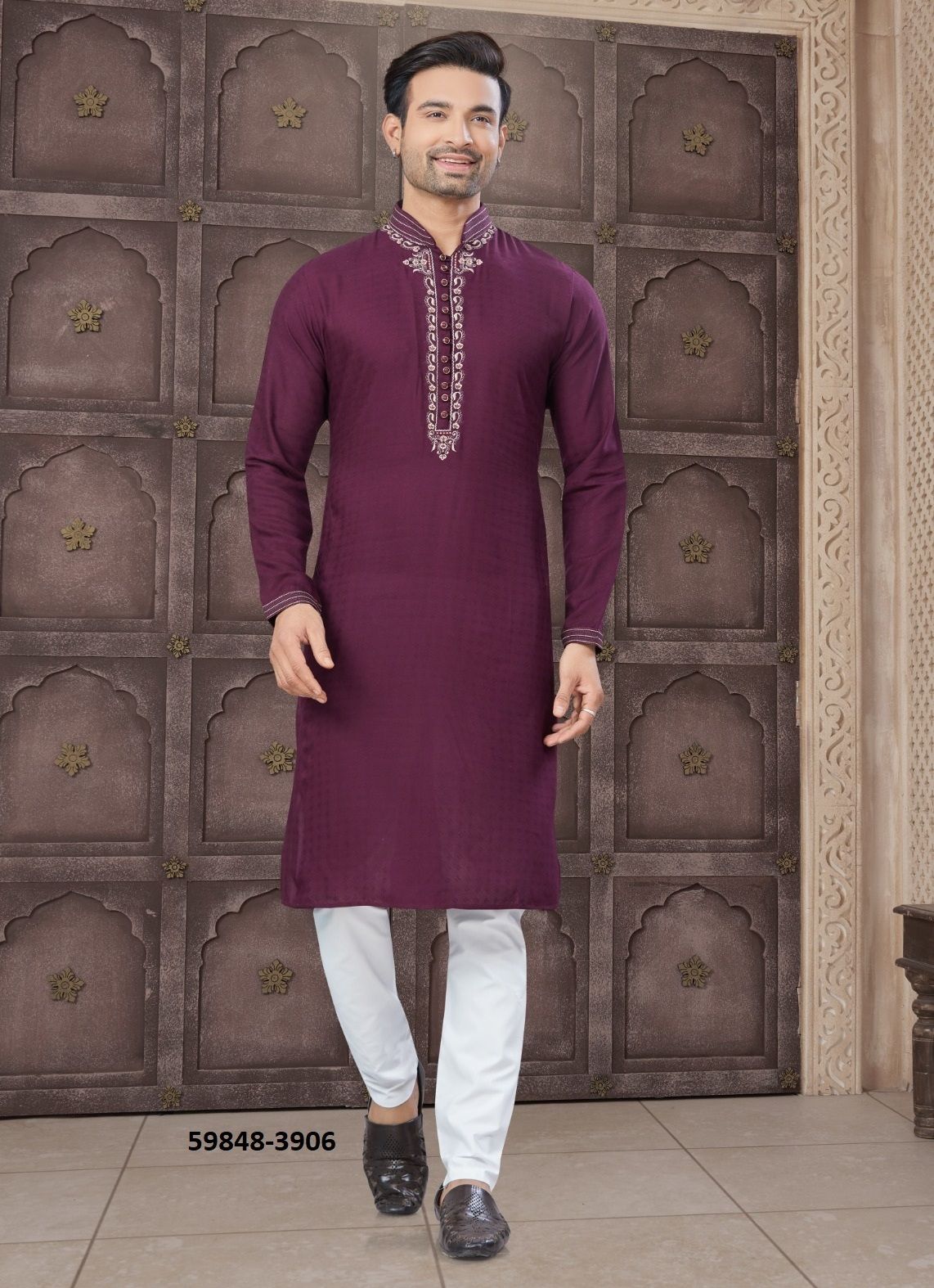 WEDDING COLLECTION 39 - Catalog # 59848 (Set of 6 Men's Ethnic Wear) by Brand MEHERIYA