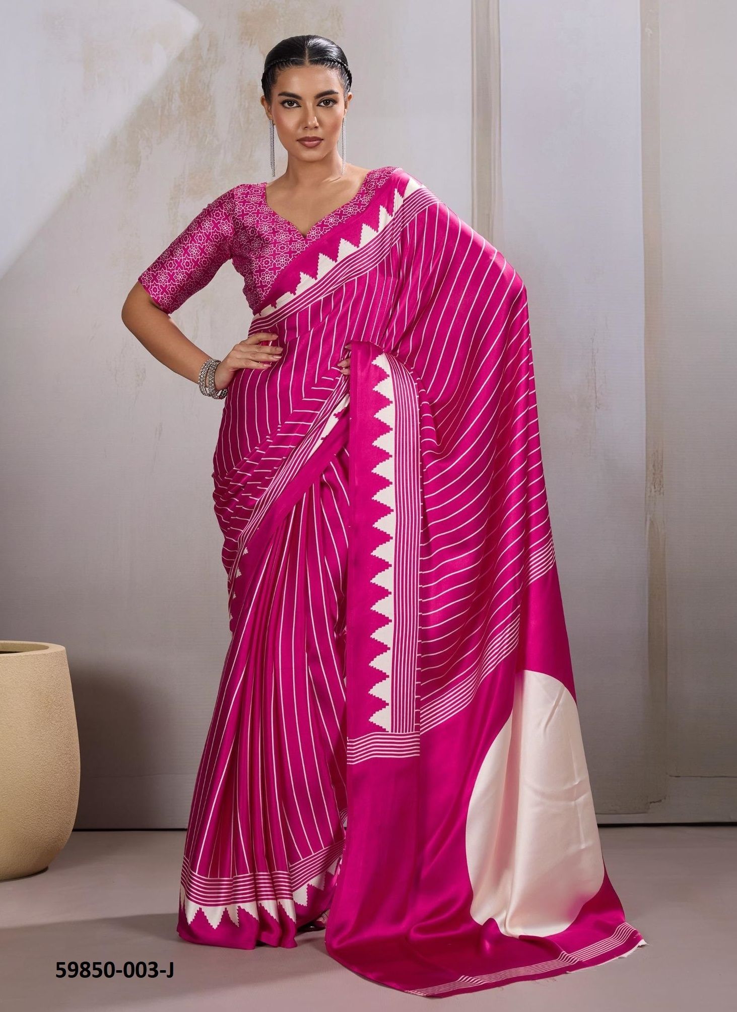 PURE AJRAKH PRINT 3 - Catalog # 59850 (Set of 12 Sarees) by Brand RAJTEX FABRICS