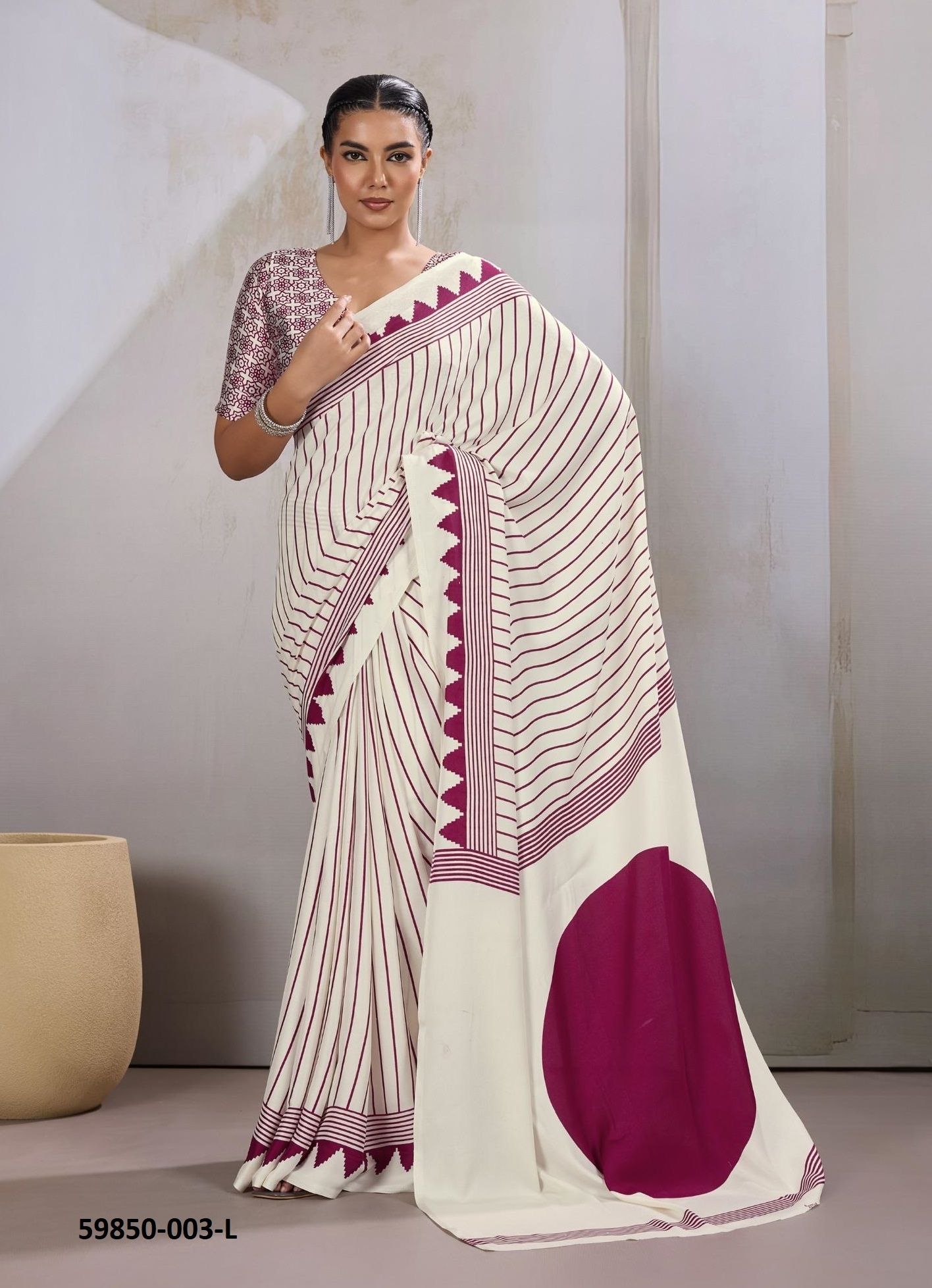 PURE AJRAKH PRINT 3 - Catalog # 59850 (Set of 12 Sarees) by Brand RAJTEX FABRICS