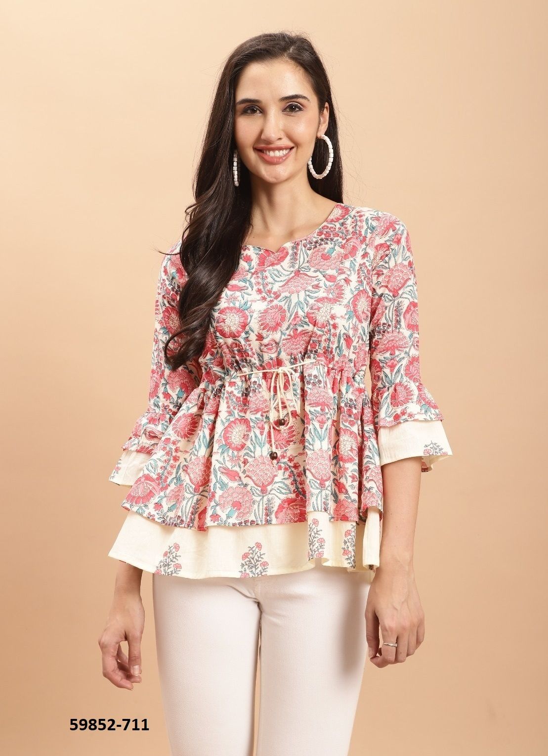 NAYRA - Catalog # 59852 (Set of 4 Readymade Women's Kurtis / Tops) by Brand RAJNANDINI