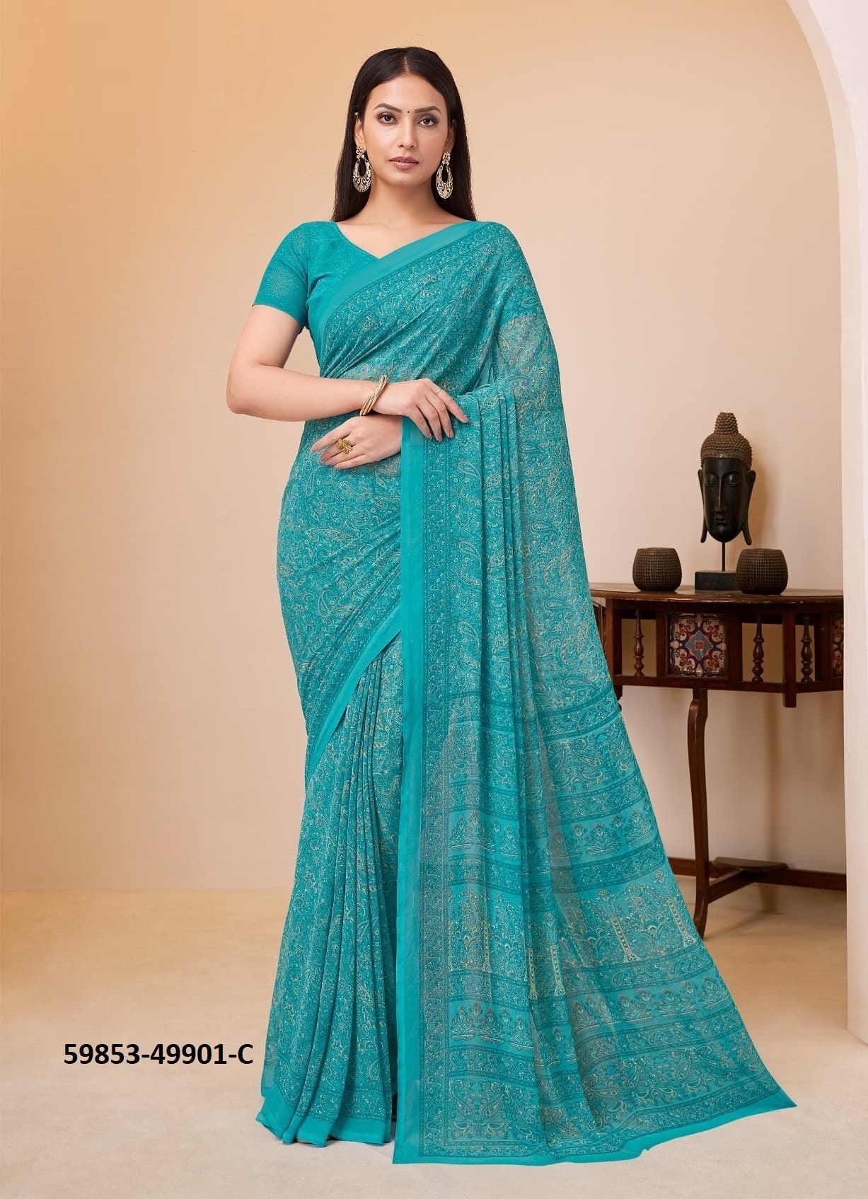 RAAGA GEORGETTE 20 - Catalog # 59853 (Set of 12 Sarees) by Brand RUCHI SAREES