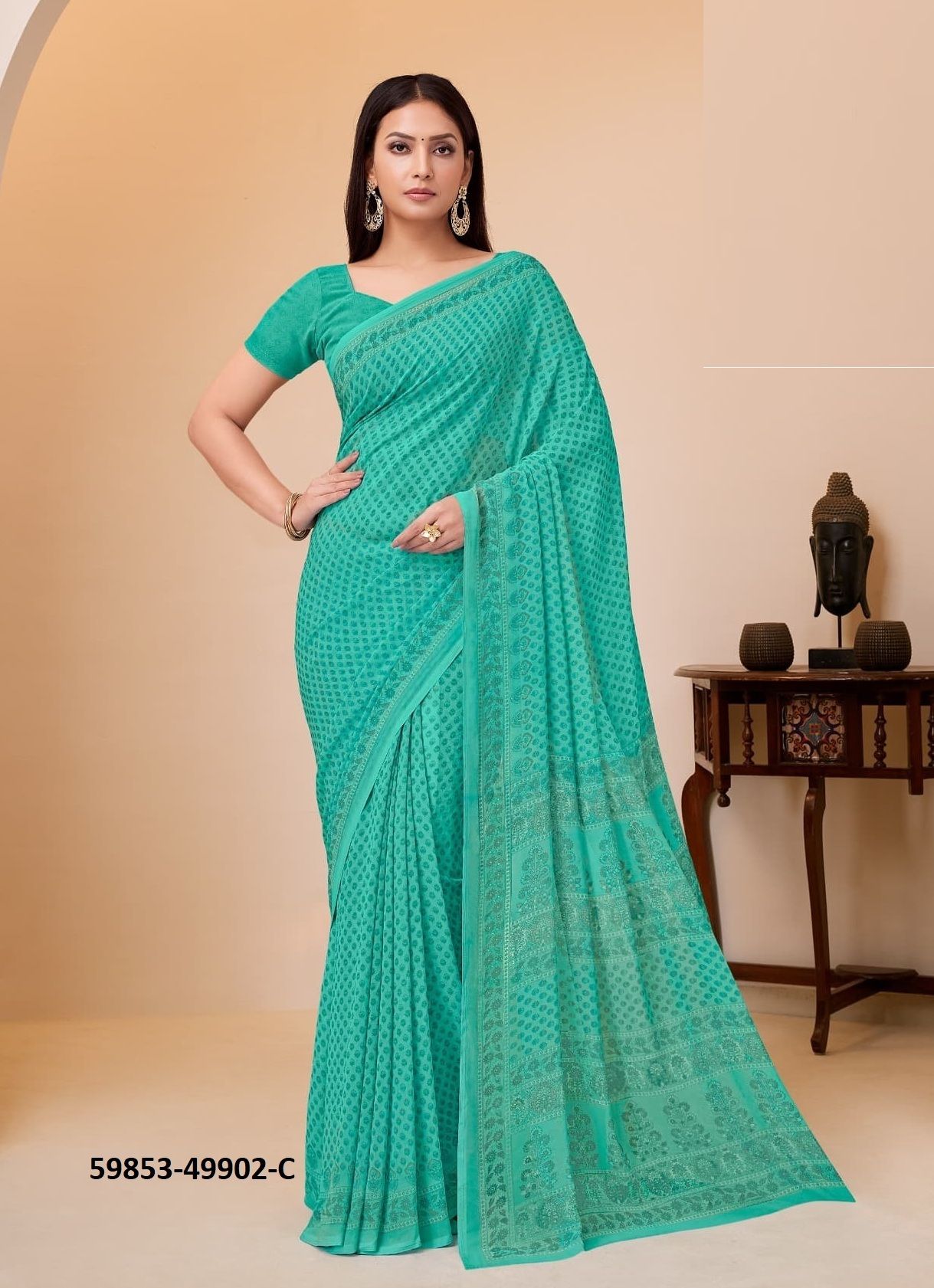 RAAGA GEORGETTE 20 - Catalog # 59853 (Set of 12 Sarees) by Brand RUCHI SAREES