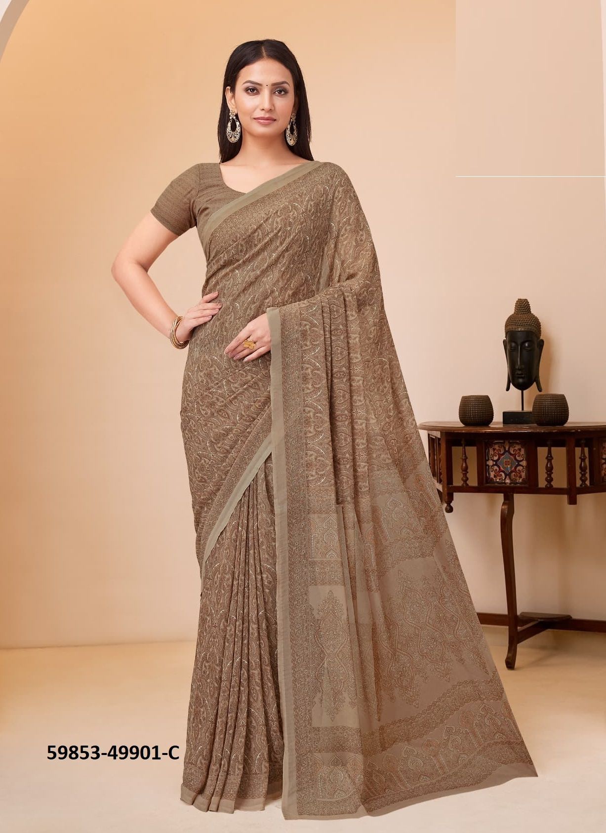 RAAGA GEORGETTE 20 - Catalog # 59853 (Set of 12 Sarees) by Brand RUCHI SAREES