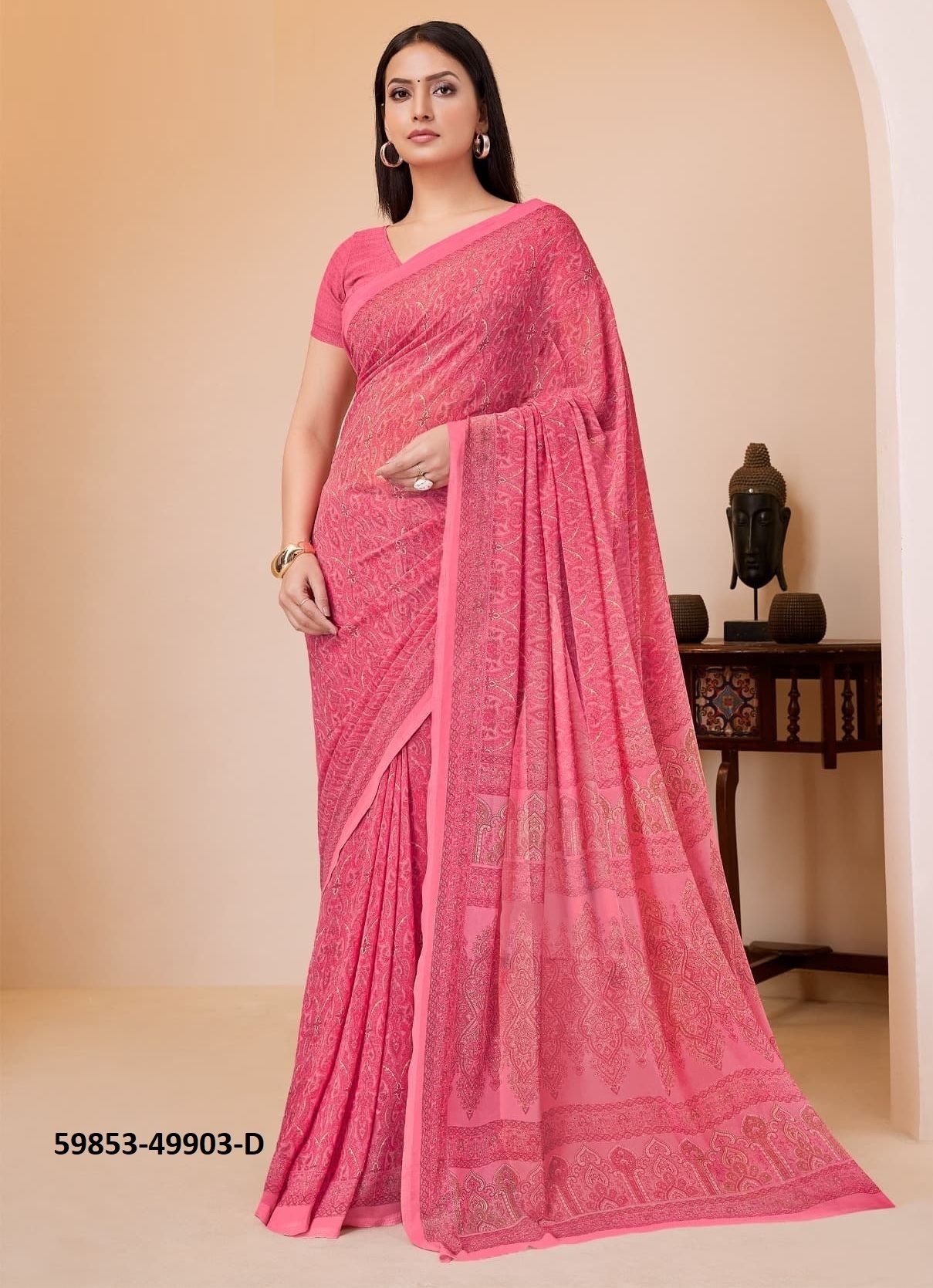 RAAGA GEORGETTE 20 - Catalog # 59853 (Set of 12 Sarees) by Brand RUCHI SAREES
