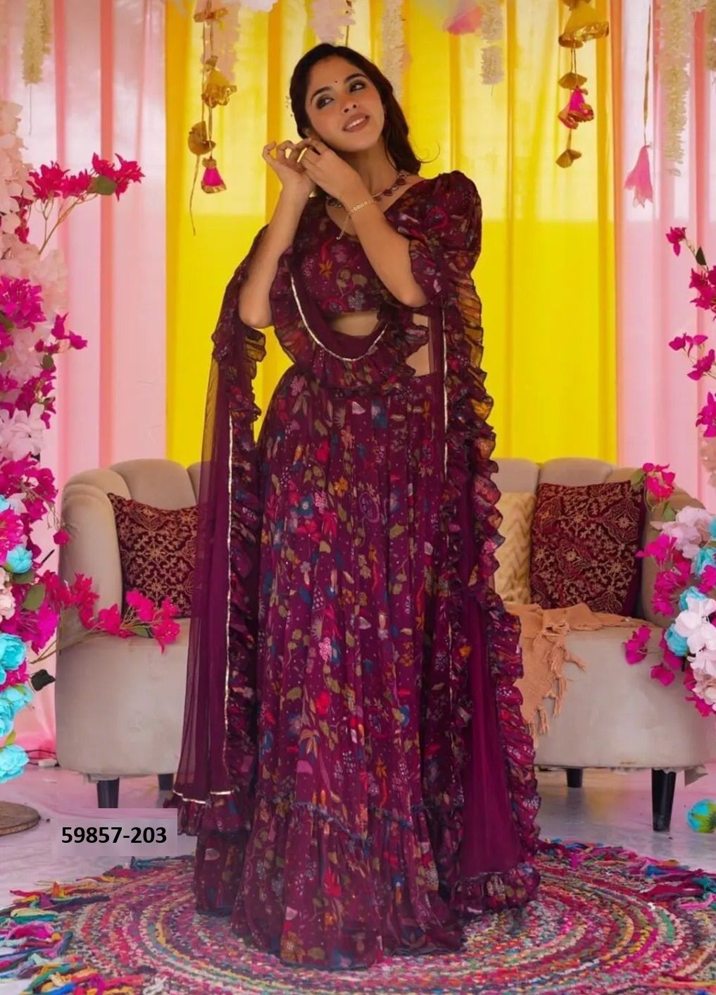 VALLARI 2 - Catalog # 59857 (Set of 4 Readymade Lehengas) by Brand MEHERIYA VALLARI 2 - Catalog # 59857 (Set of 4 Readymade Lehengas) by Brand MEHERIYA