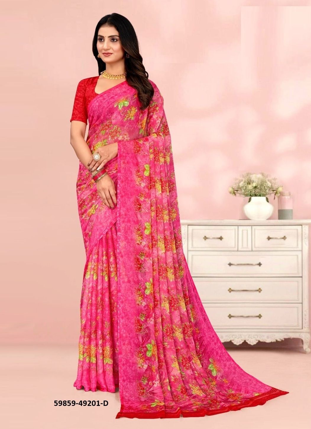 STAR CHIFFON 203 - Catalog # 59859 (Set of 12 Sarees) by Brand RUCHI SAREES