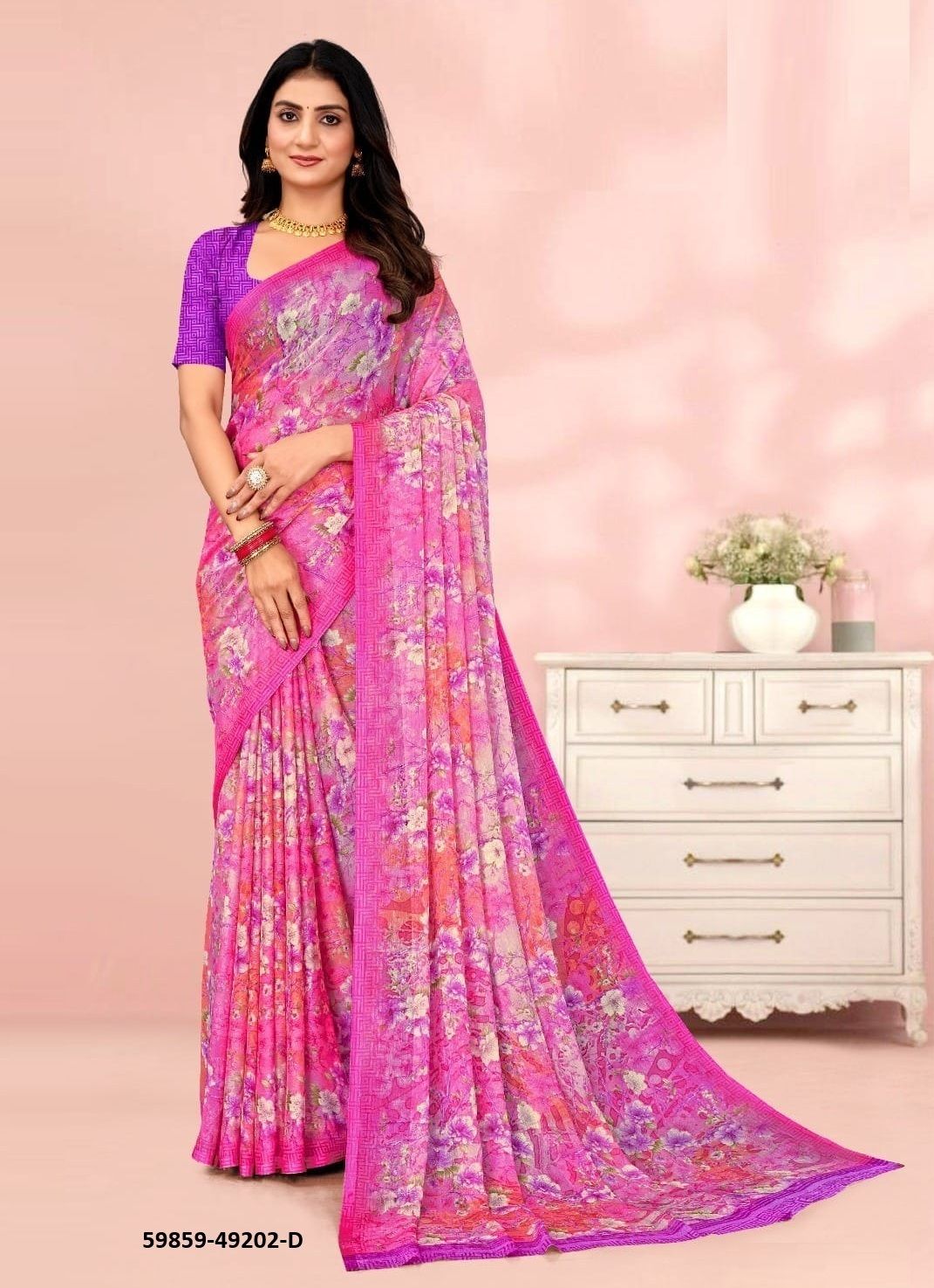 STAR CHIFFON 203 - Catalog # 59859 (Set of 12 Sarees) by Brand RUCHI SAREES