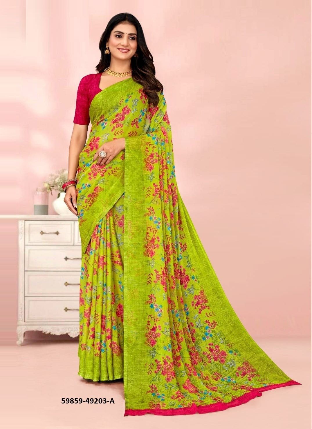 STAR CHIFFON 203 - Catalog # 59859 (Set of 12 Sarees) by Brand RUCHI SAREES