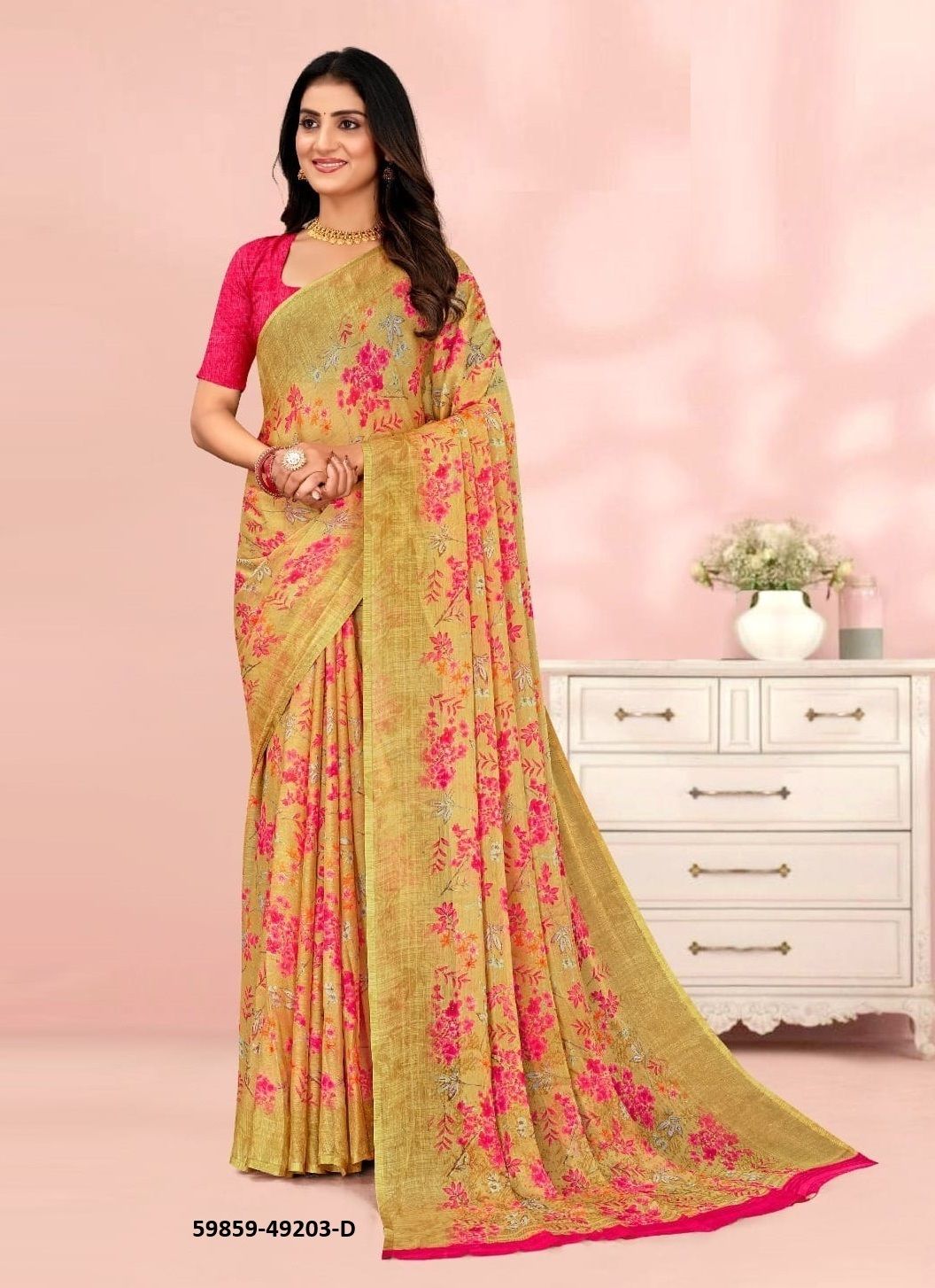 STAR CHIFFON 203 - Catalog # 59859 (Set of 12 Sarees) by Brand RUCHI SAREES