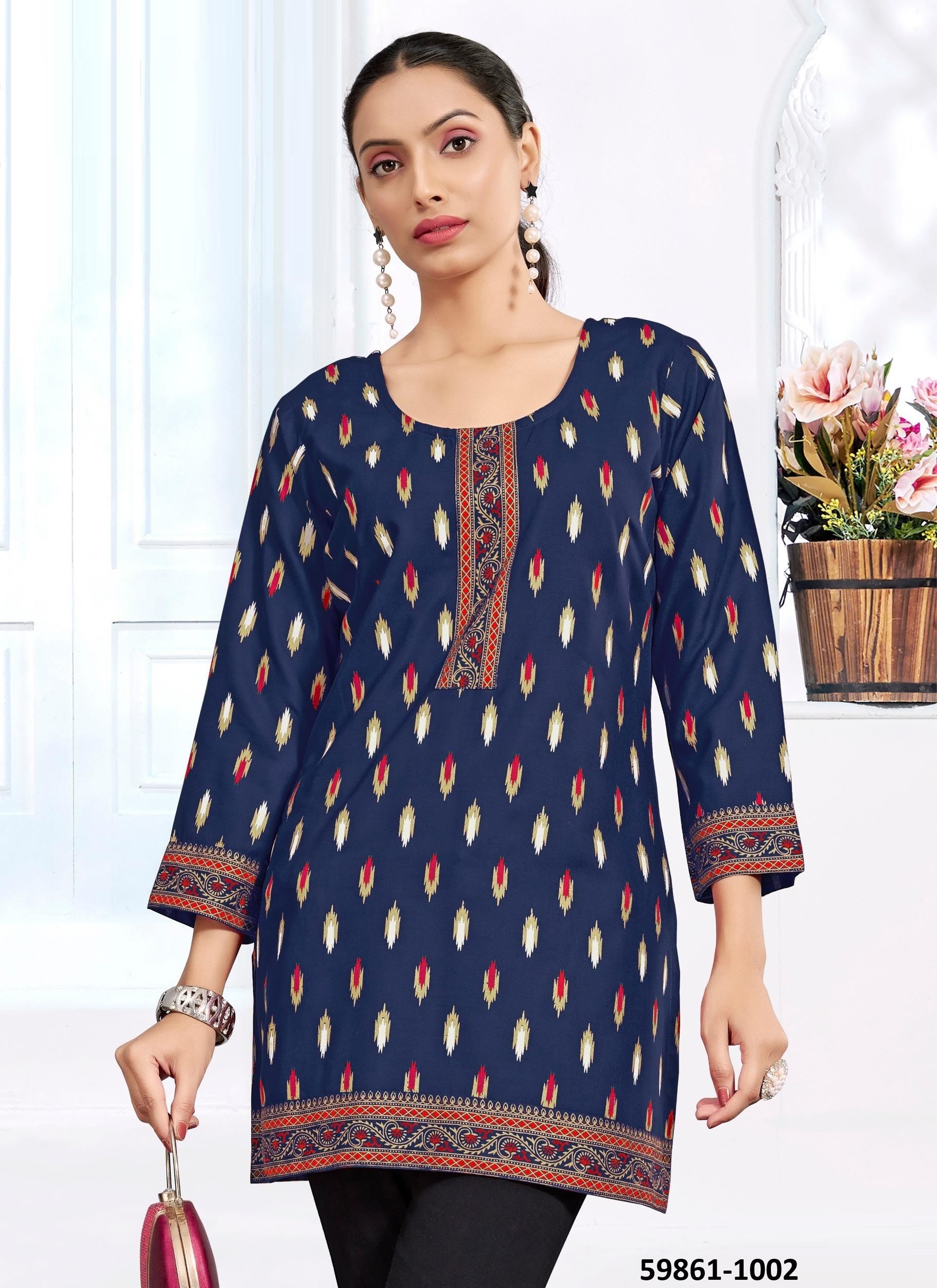 KUKU 3 - Catalog # 59861 (Set of 8 Readymade Women's Kurtis / Tops) by Brand SANGEET
