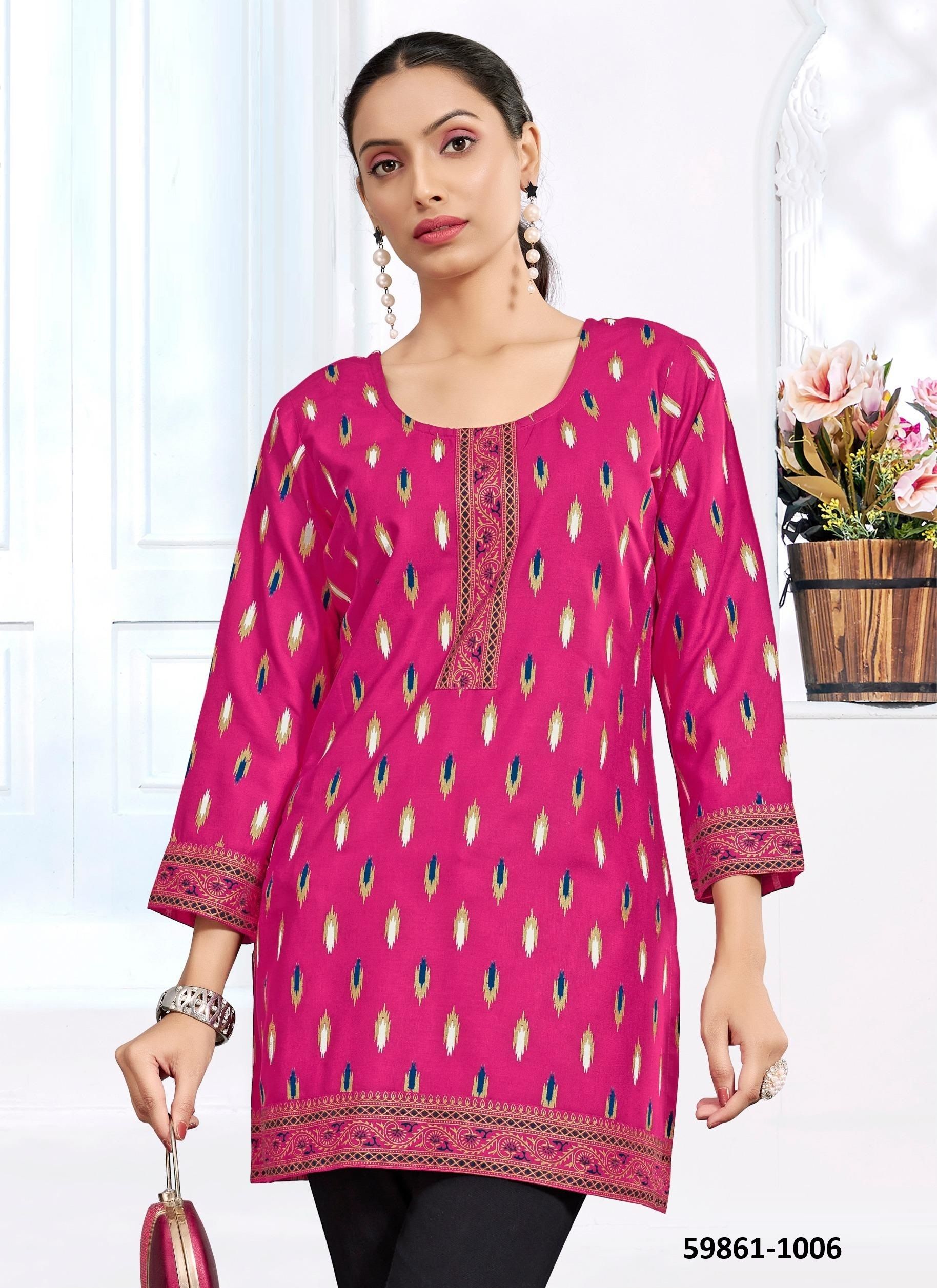KUKU 3 - Catalog # 59861 (Set of 8 Readymade Women's Kurtis / Tops) by Brand SANGEET