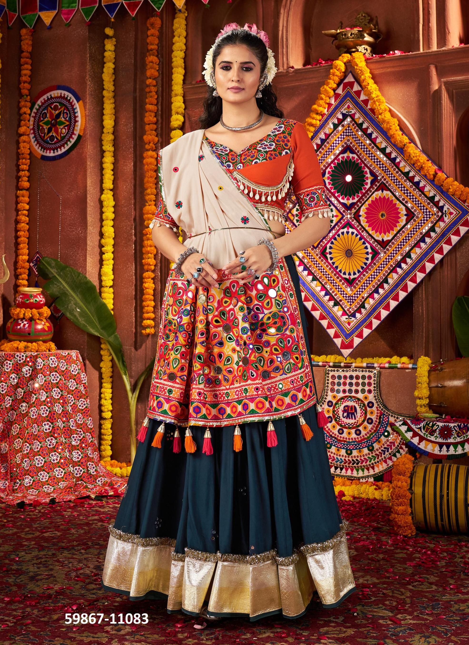 RAAS 27 - Catalog # 59867 (Set of 7 Readymade Lehengas) by Brand DESI MUSE