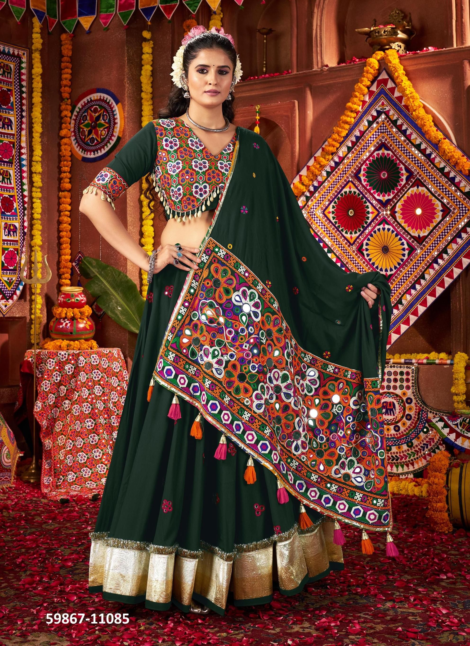 RAAS 27 - Catalog # 59867 (Set of 7 Readymade Lehengas) by Brand DESI MUSE