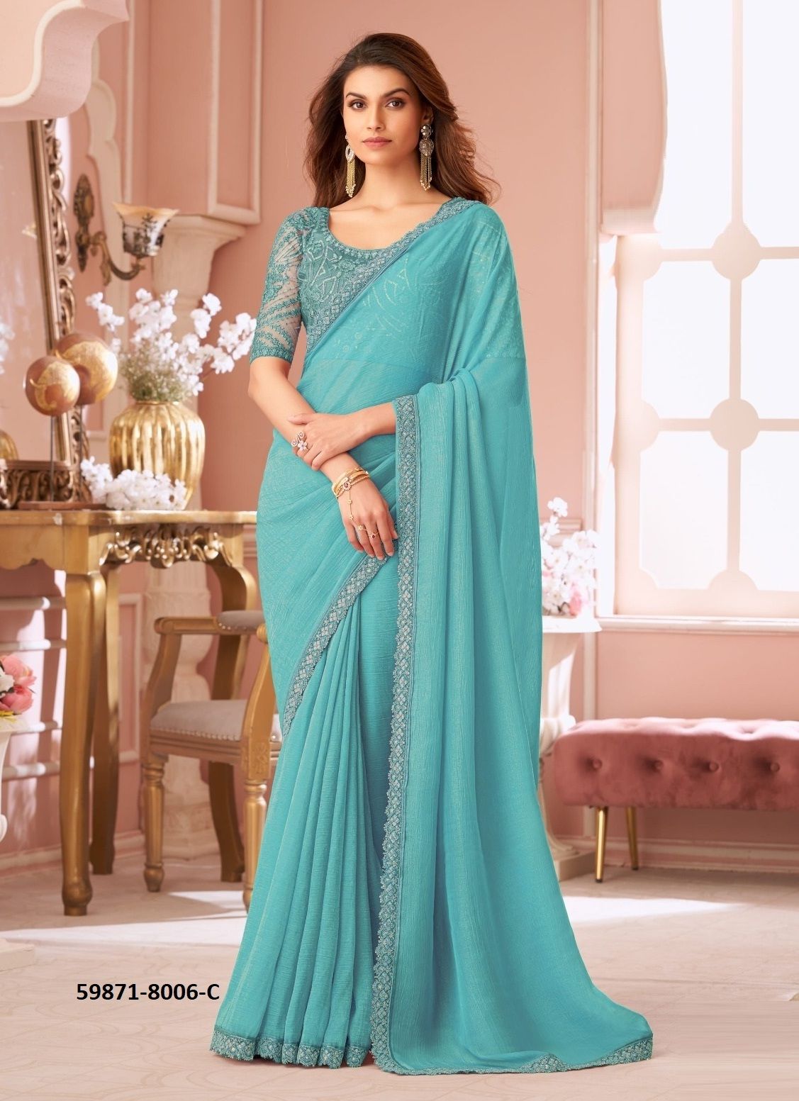SALSA STYLE 8006 - Catalog # 59871 (Set of 6 Sarees) by Brand THE FASHION HUB