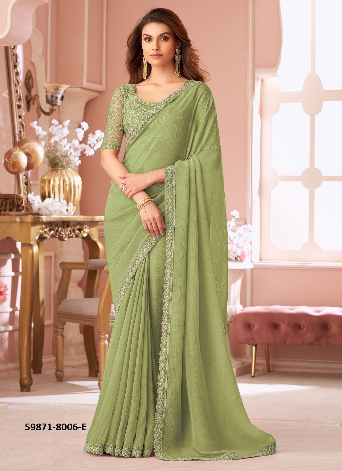 SALSA STYLE 8006 - Catalog # 59871 (Set of 6 Sarees) by Brand THE FASHION HUB
