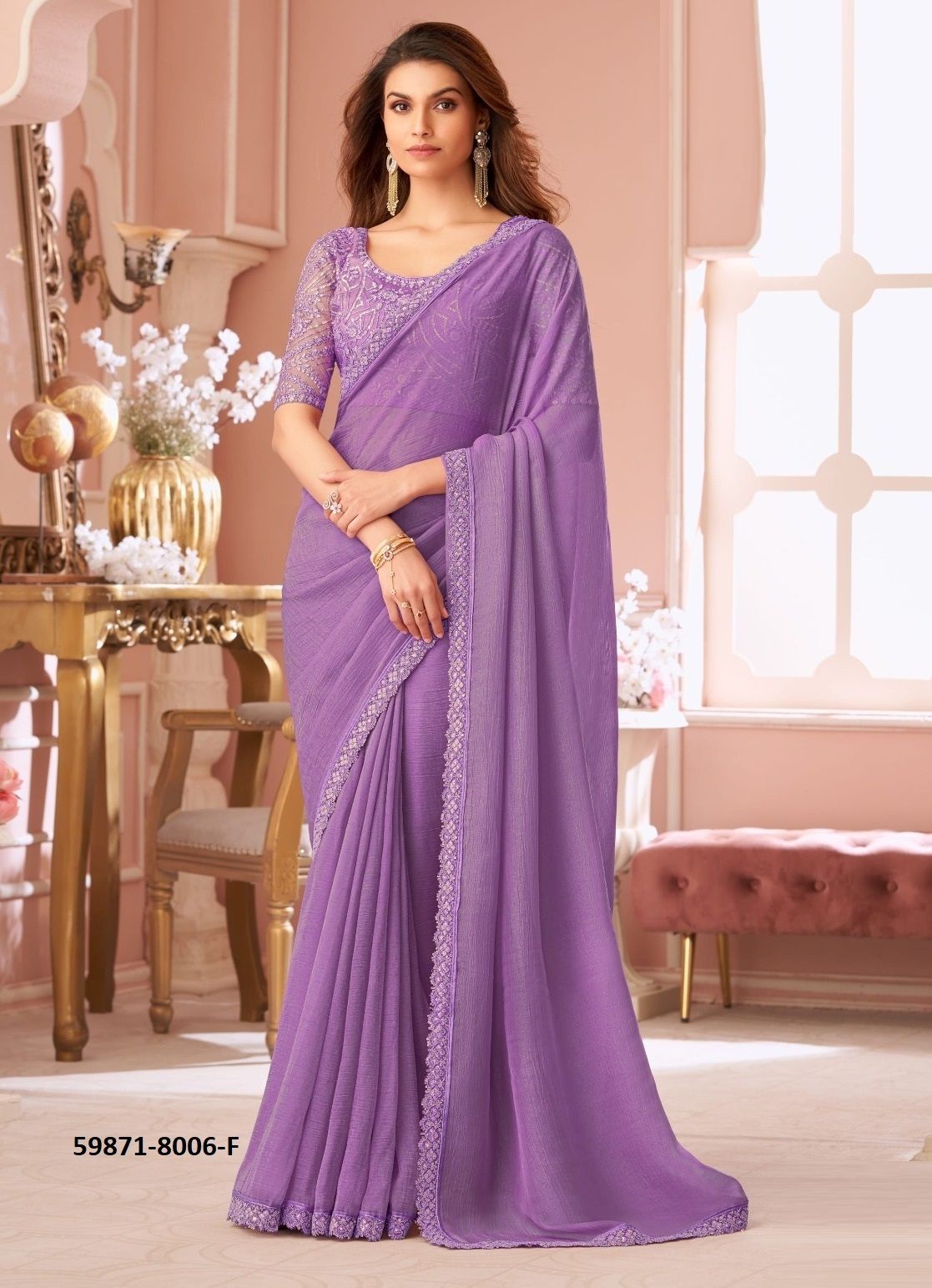 SALSA STYLE 8006 - Catalog # 59871 (Set of 6 Sarees) by Brand THE FASHION HUB