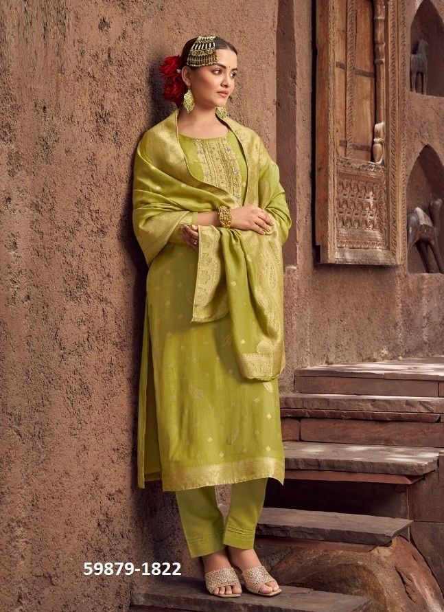 GAZALA 2 - Catalog # 59879 (Set of 4 Semi-Stitched / Un-Stitched Suits) by Brand KALARANG