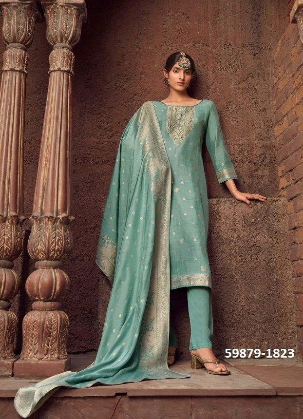 GAZALA 2 - Catalog # 59879 (Set of 4 Semi-Stitched / Un-Stitched Suits) by Brand KALARANG