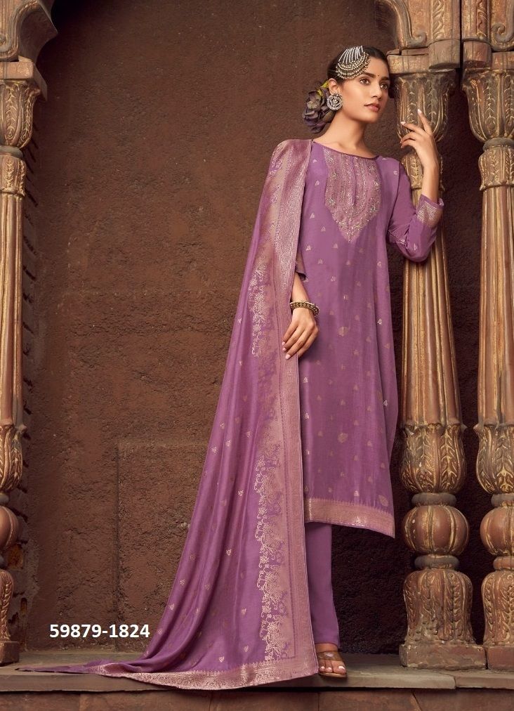 GAZALA 2 - Catalog # 59879 (Set of 4 Semi-Stitched / Un-Stitched Suits) by Brand KALARANG