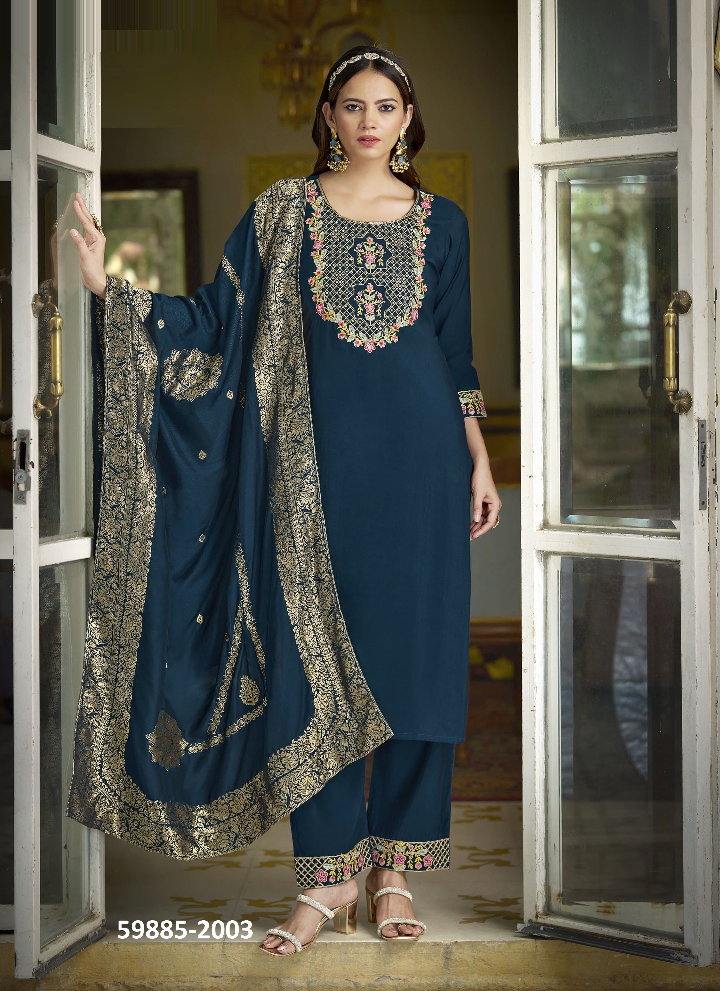 ROSHANI 2 - Catalog # 59885 (Set of 6 Readymade Salwar Suits) by Brand KARISSA