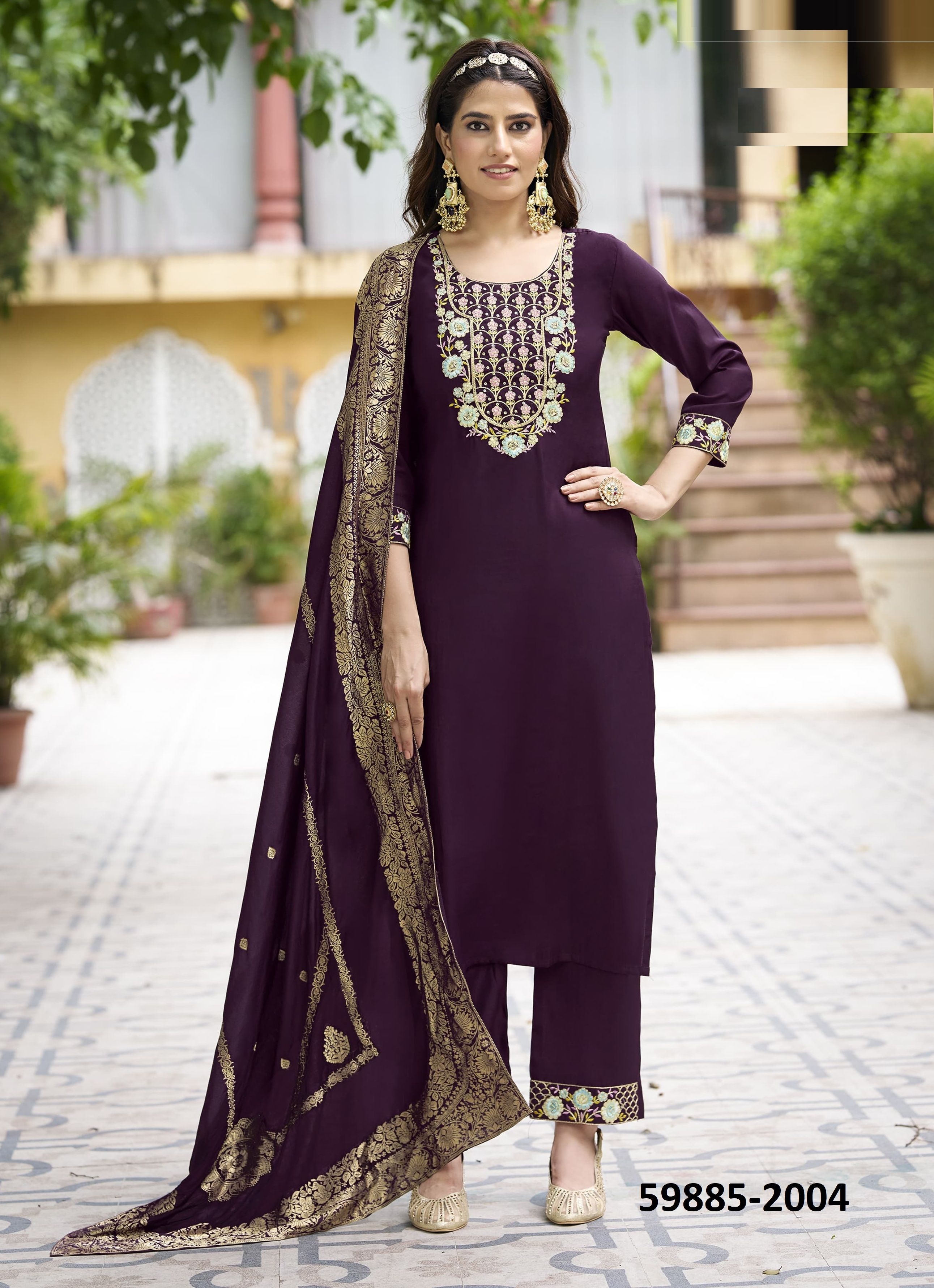 ROSHANI 2 - Catalog # 59885 (Set of 6 Readymade Salwar Suits) by Brand KARISSA