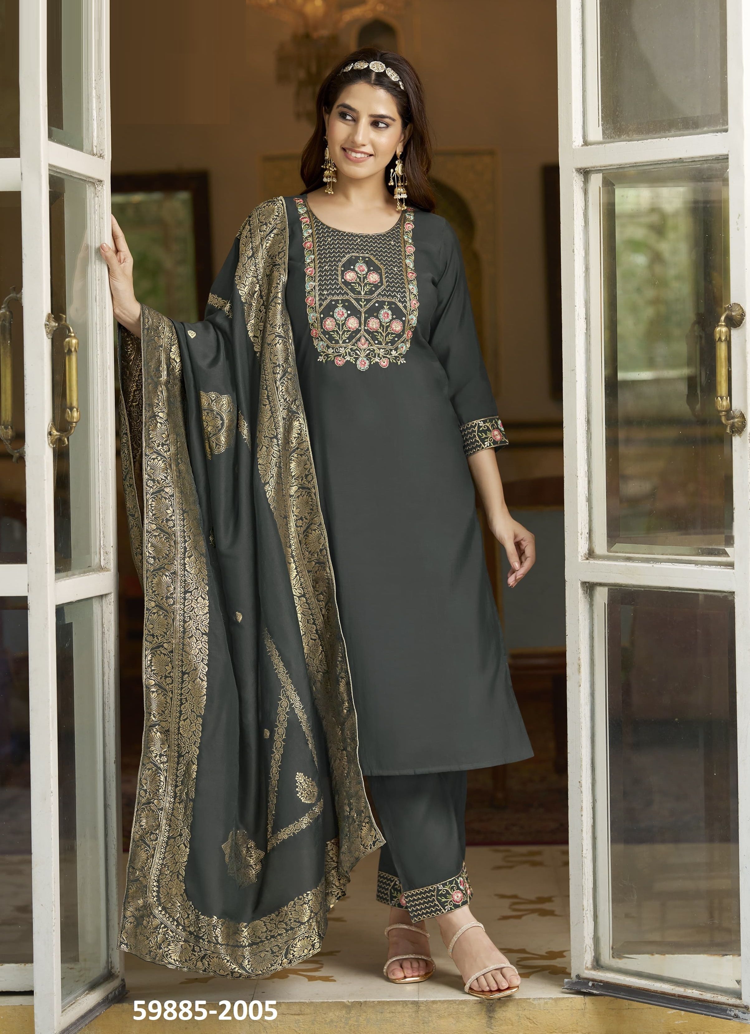 ROSHANI 2 - Catalog # 59885 (Set of 6 Readymade Salwar Suits) by Brand KARISSA
