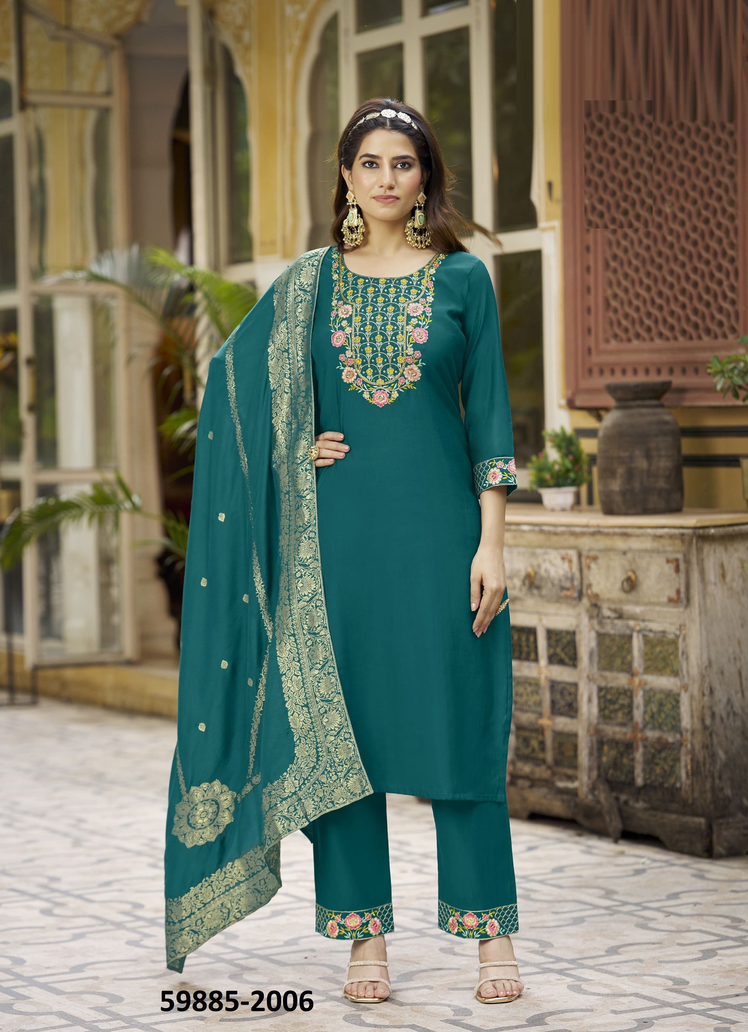 ROSHANI 2 - Catalog # 59885 (Set of 6 Readymade Salwar Suits) by Brand KARISSA