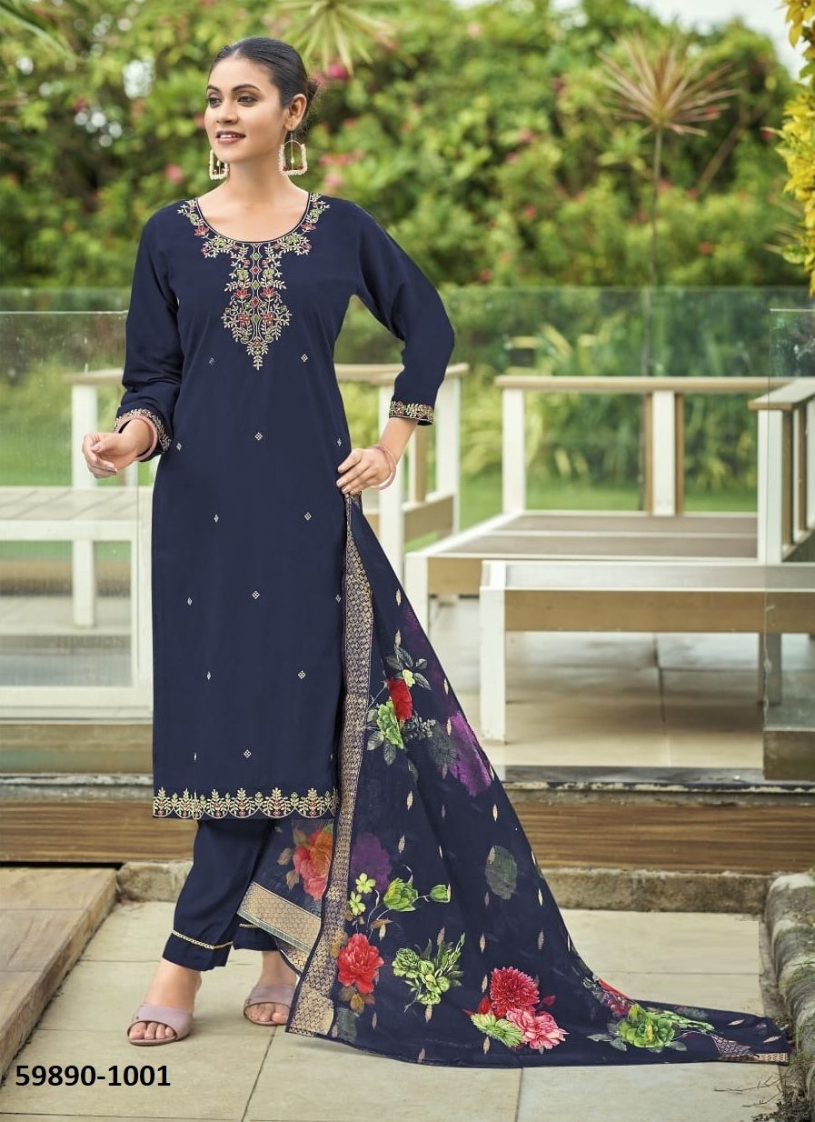 MEHER - Catalog # 59890 (Set of 6 Readymade Salwar Suits) by Brand OSSM MEHER - Catalog # 59890 (Set of 6 Readymade Salwar Suits) by Brand OSSM