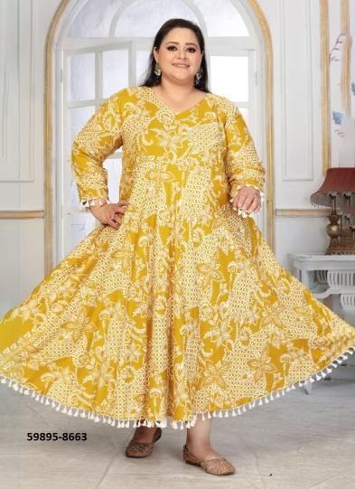 PLUS SIZE COLOR 2 - Catalog # 59895 (Set of 4 Readymade Women's Kurtis / Tops) by Brand MEHERIYA