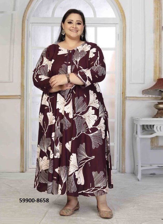 PLUS SIZE COLOR 1 - Catalog # 59900 (Set of 4 Readymade Women's Kurtis / Tops) by Brand AABHARAN